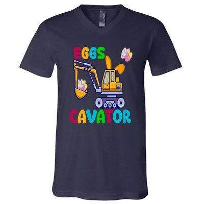 Happy Easter Funny Excavator Hunting Egg V-Neck T-Shirt