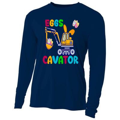 Happy Easter Funny Excavator Hunting Egg Cooling Performance Long Sleeve Crew