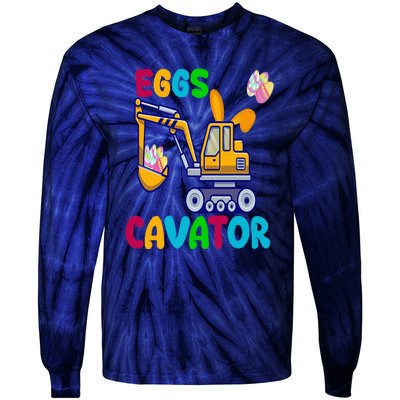 Happy Easter Funny Excavator Hunting Egg Tie-Dye Long Sleeve Shirt