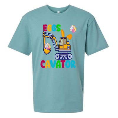 Happy Easter Funny Excavator Hunting Egg Sueded Cloud Jersey T-Shirt