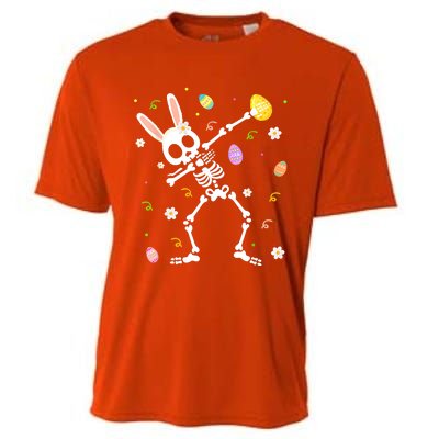 Happy Easter Funny Dabbing Bunny Skeleton Hunting Eggs Gift Cooling Performance Crew T-Shirt