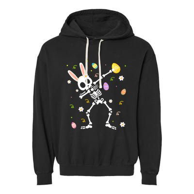 Happy Easter Funny Dabbing Bunny Skeleton Hunting Eggs Gift Garment-Dyed Fleece Hoodie