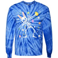 Happy Easter Funny Dabbing Bunny Skeleton Hunting Eggs Gift Tie-Dye Long Sleeve Shirt