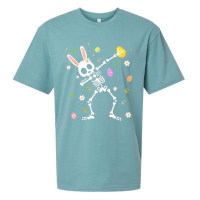 Happy Easter Funny Dabbing Bunny Skeleton Hunting Eggs Gift Sueded Cloud Jersey T-Shirt