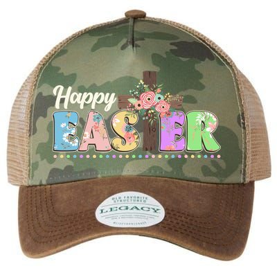 Happy Easter Flower Floral Cross Legacy Tie Dye Trucker Hat
