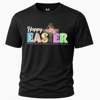 Happy Easter Flower Floral Cross Performance Shirt