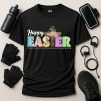 Happy Easter Flower Floral Cross Cooling Performance Crew T-Shirt