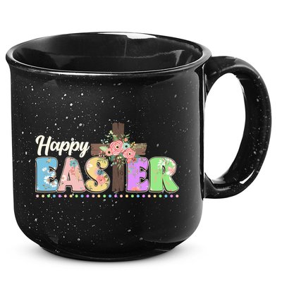 Happy Easter Flower Floral Cross 15oz Campfire Ceramic Mug