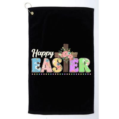 Happy Easter Flower Floral Cross Golf Towel