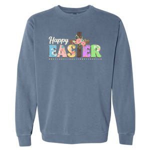 Happy Easter Flower Floral Cross Garment-Dyed Sweatshirt