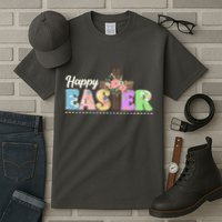 Happy Easter Flower Floral Cross Tall T-Shirt