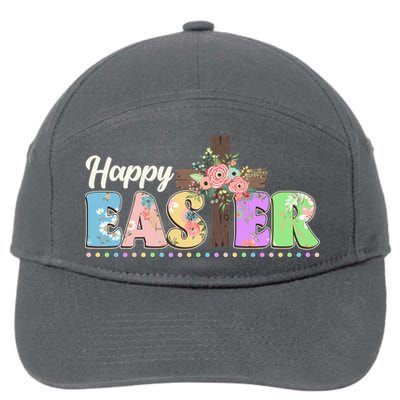 Happy Easter Flower Floral Cross 7-Panel Snapback Hat