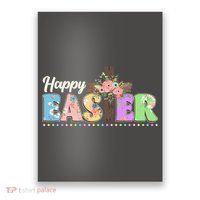 Happy Easter Flower Floral Cross Poster