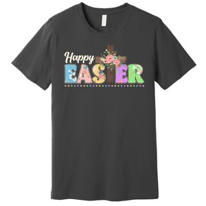 Happy Easter Flower Floral Cross Premium T-Shirt