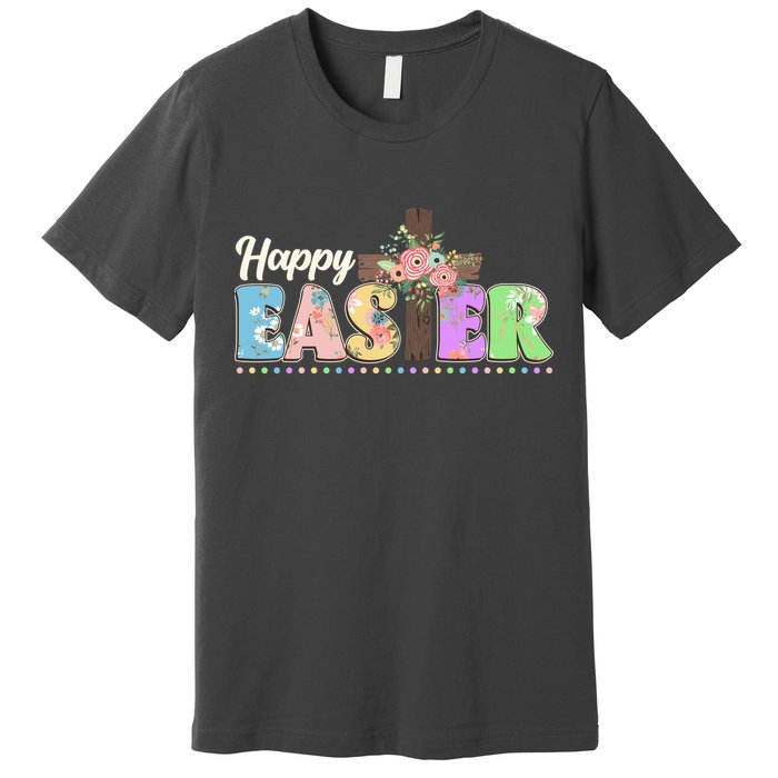 Happy Easter Flower Floral Cross Premium T-Shirt
