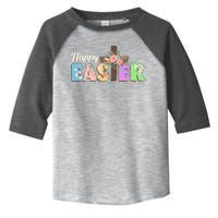 Happy Easter Flower Floral Cross Toddler Fine Jersey T-Shirt