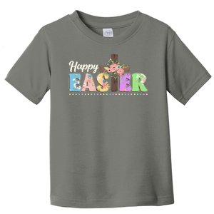 Happy Easter Flower Floral Cross Toddler T-Shirt