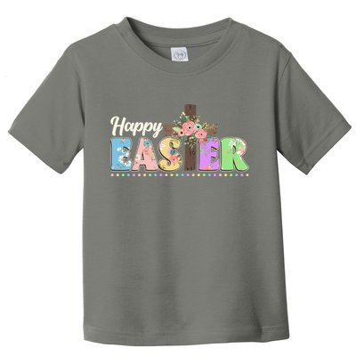 Happy Easter Flower Floral Cross Toddler T-Shirt