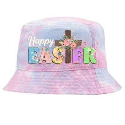 Happy Easter Flower Floral Cross Tie-Dyed Bucket Hat