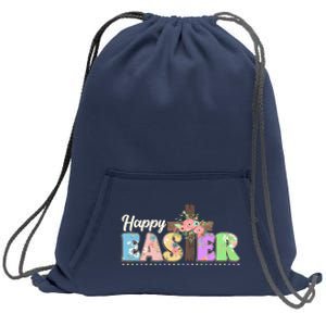 Happy Easter Flower Floral Cross Sweatshirt Cinch Pack Bag