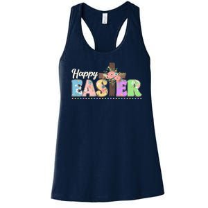 Happy Easter Flower Floral Cross Women's Racerback Tank