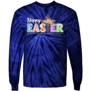 Happy Easter Flower Floral Cross Tie-Dye Long Sleeve Shirt