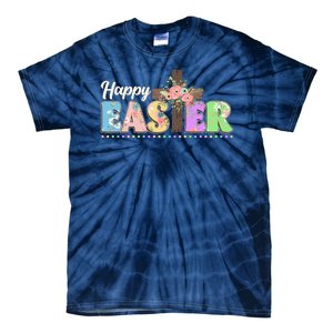 Happy Easter Flower Floral Cross Tie-Dye T-Shirt