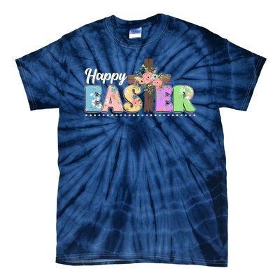 Happy Easter Flower Floral Cross Tie-Dye T-Shirt