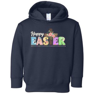 Happy Easter Flower Floral Cross Toddler Hoodie