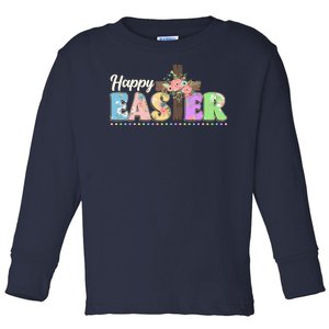 Happy Easter Flower Floral Cross Toddler Long Sleeve Shirt