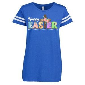 Happy Easter Flower Floral Cross Enza Ladies Jersey Football T-Shirt