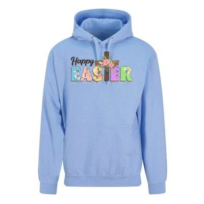 Happy Easter Flower Floral Cross Unisex Surf Hoodie