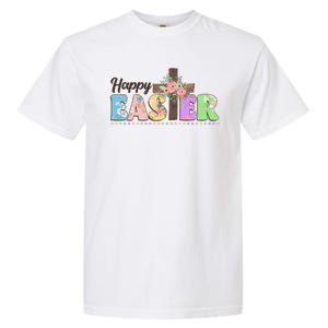 Happy Easter Flower Floral Cross Garment-Dyed Heavyweight T-Shirt