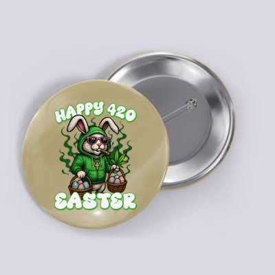 Happy Easter Funny 420 Day Easter Bunny Rabbit Button