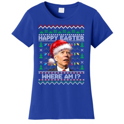 Happy Easter Funny Joe Biden Santa Ugly Christmas Gift Women's T-Shirt