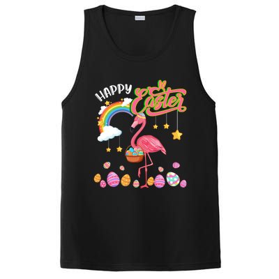 Happy Easter Flamingo With Eggs Basket Chocolate Eggs Hunt Meaningful Gift PosiCharge Competitor Tank