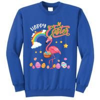 Happy Easter Flamingo With Eggs Basket Chocolate Eggs Hunt Meaningful Gift Sweatshirt