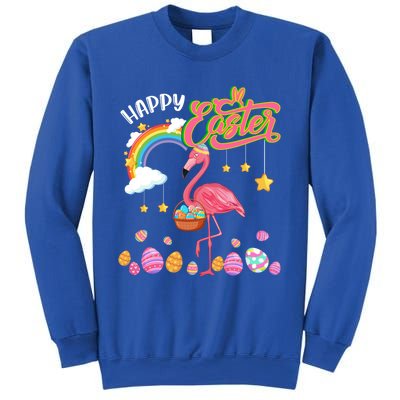 Happy Easter Flamingo With Eggs Basket Chocolate Eggs Hunt Meaningful Gift Sweatshirt