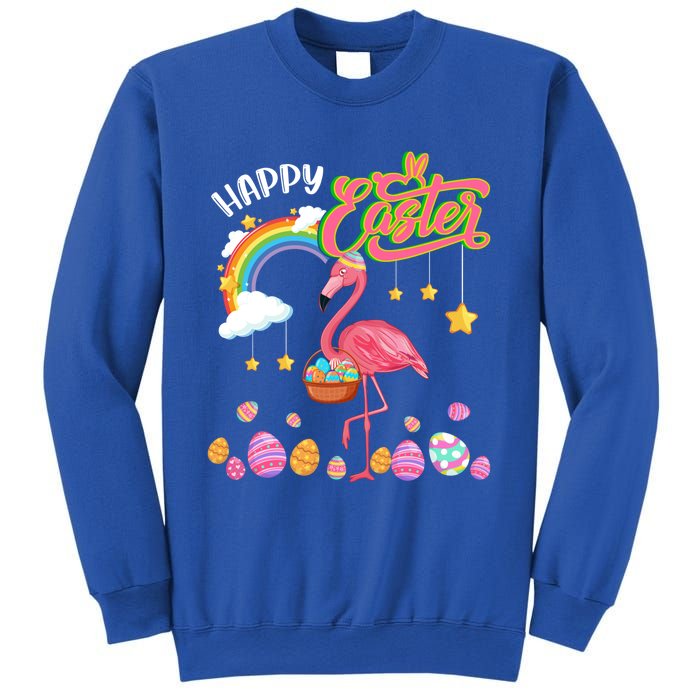 Happy Easter Flamingo With Eggs Basket Chocolate Eggs Hunt Meaningful Gift Sweatshirt