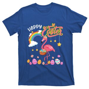 Happy Easter Flamingo With Eggs Basket Chocolate Eggs Hunt Meaningful Gift T-Shirt