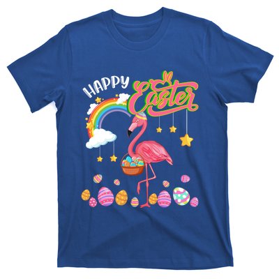 Happy Easter Flamingo With Eggs Basket Chocolate Eggs Hunt Meaningful Gift T-Shirt