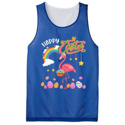 Happy Easter Flamingo With Eggs Basket Chocolate Eggs Hunt Meaningful Gift Mesh Reversible Basketball Jersey Tank