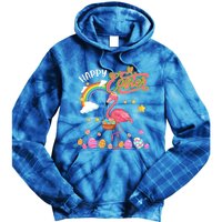 Happy Easter Flamingo With Eggs Basket Chocolate Eggs Hunt Meaningful Gift Tie Dye Hoodie