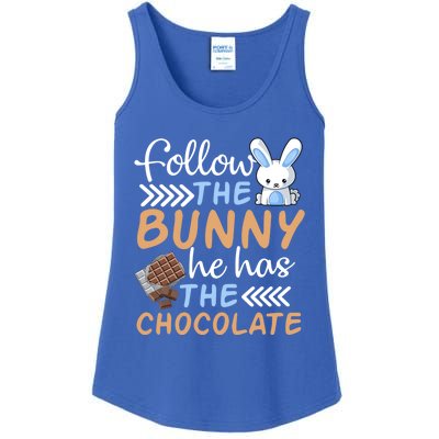 Happy Easter Follow The Bunny He Has Chocolate Cool Gift Ladies Essential Tank