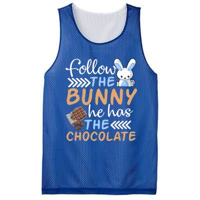 Happy Easter Follow The Bunny He Has Chocolate Cool Gift Mesh Reversible Basketball Jersey Tank