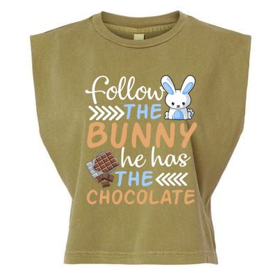 Happy Easter Follow The Bunny He Has Chocolate Cool Gift Garment-Dyed Women's Muscle Tee