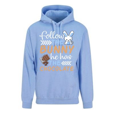 Happy Easter Follow The Bunny He Has Chocolate Cool Gift Unisex Surf Hoodie