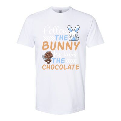 Happy Easter Follow The Bunny He Has Chocolate Cool Gift Softstyle® CVC T-Shirt