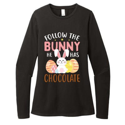 Happy Easter Follow The Bunny He Has Chocolate Gift Womens CVC Long Sleeve Shirt