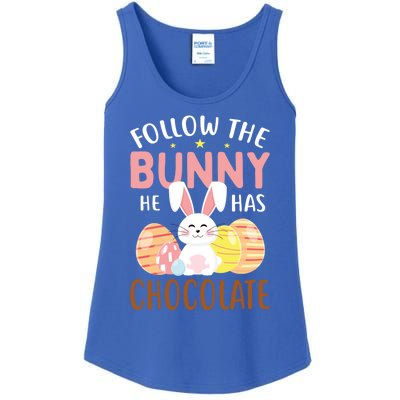 Happy Easter Follow The Bunny He Has Chocolate Gift Ladies Essential Tank